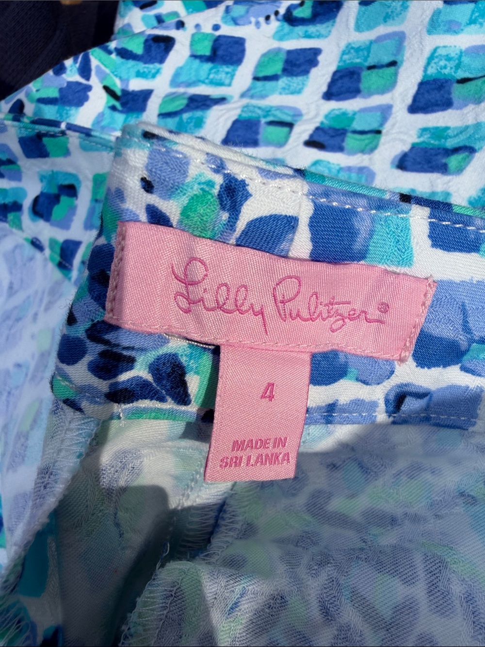 Lilly Pulitzer Kelly Stretch Ankle Pants - Blue Patterned Never Worn! Size 4 - Picture 5 of 6